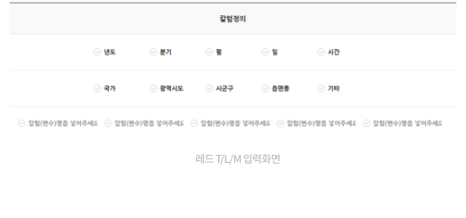 레드 T/L/M 입력화면